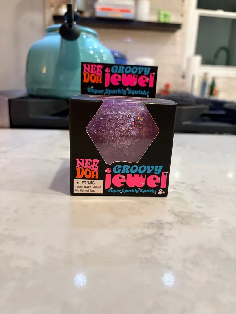 Nee Doh Groovy Jewel - Sparkly Purple full size Squish Toy